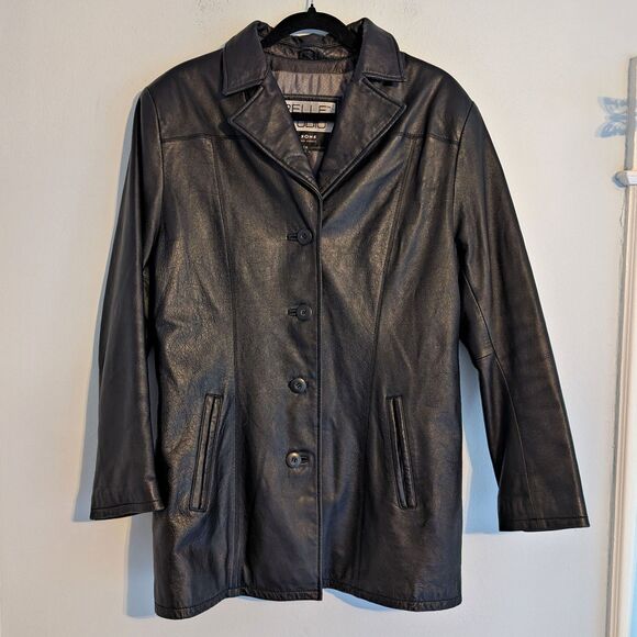 Pelle Jackets & Blazers - Vintage 90s Pelle Studio Leather Jacket Black Wilson's Grunge Biker Size Large
